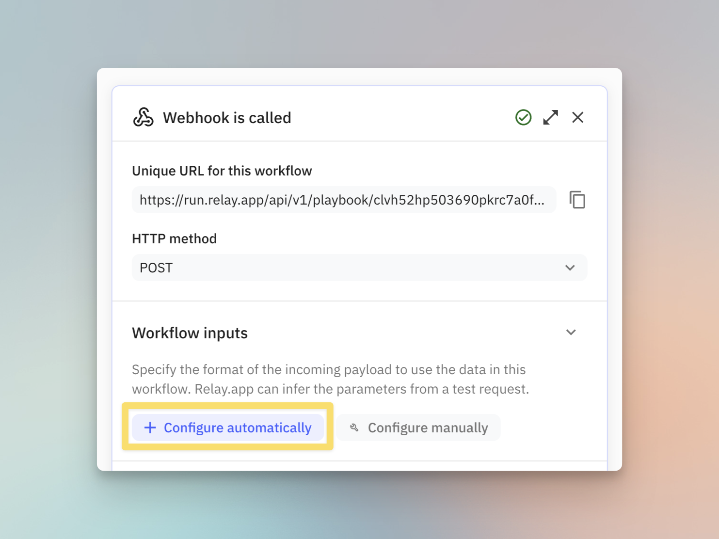 Relay.app workflow trigger in Shopify admin
