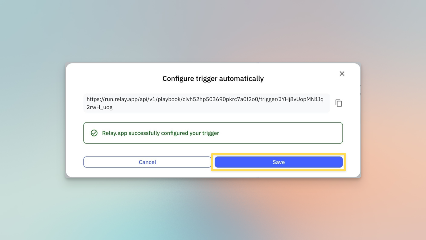 Relay.app workflow trigger in Shopify admin