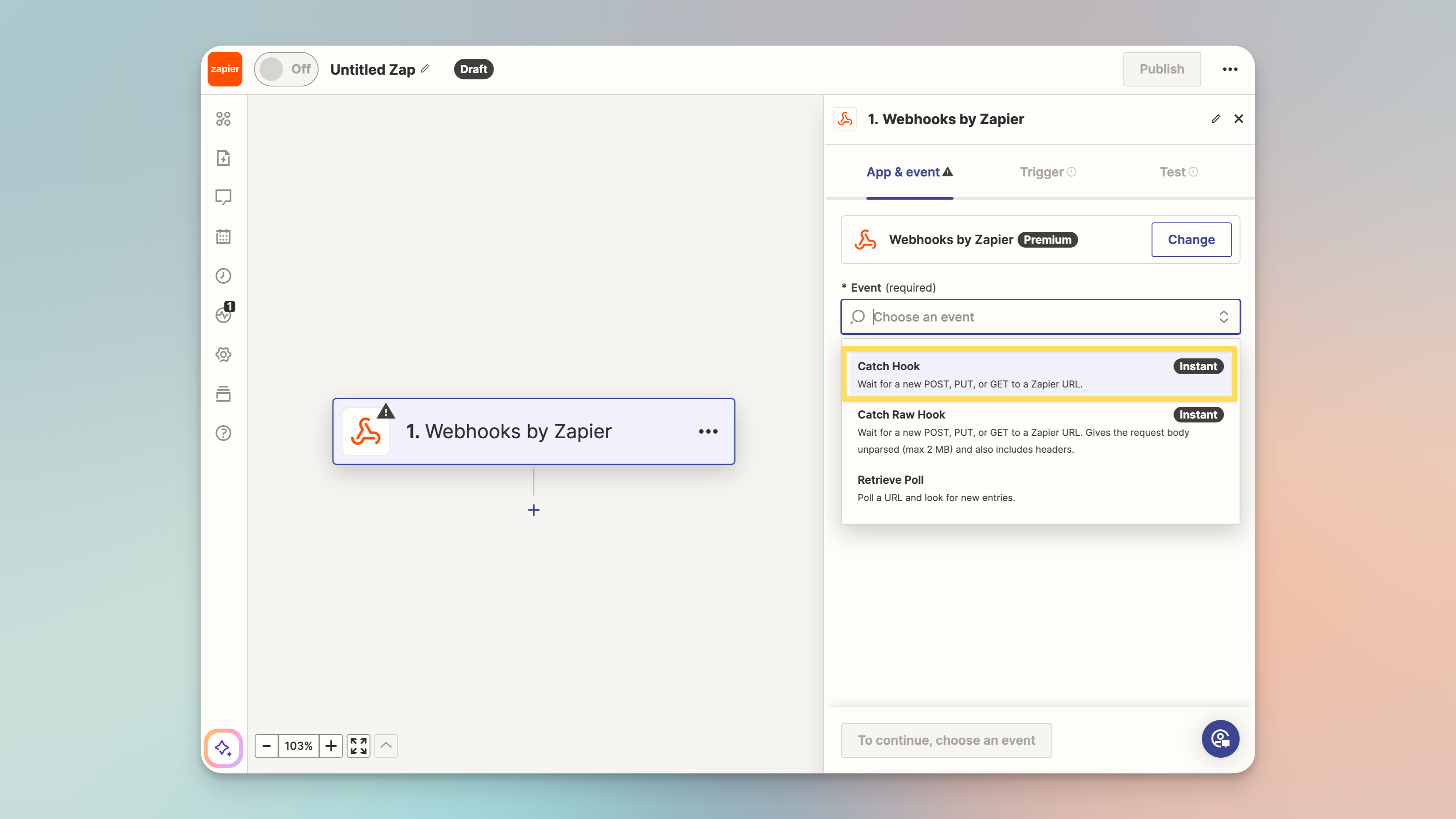 Zapier webhook setup for Shopify in Shopify admin