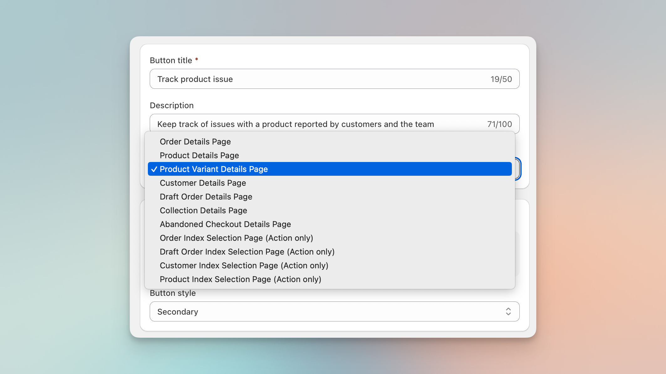 Creating an admin button in Shopify admin