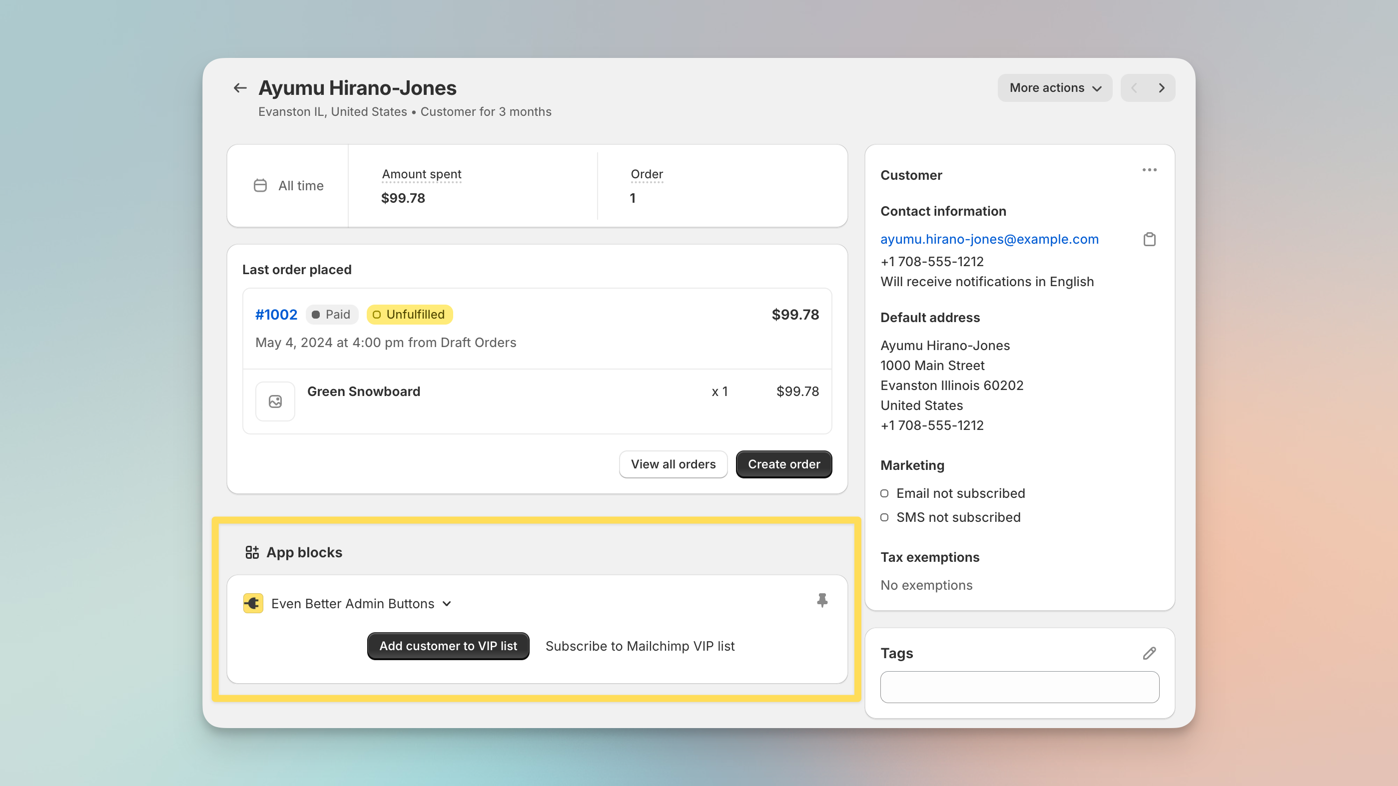 Make scenario setup in Shopify admin