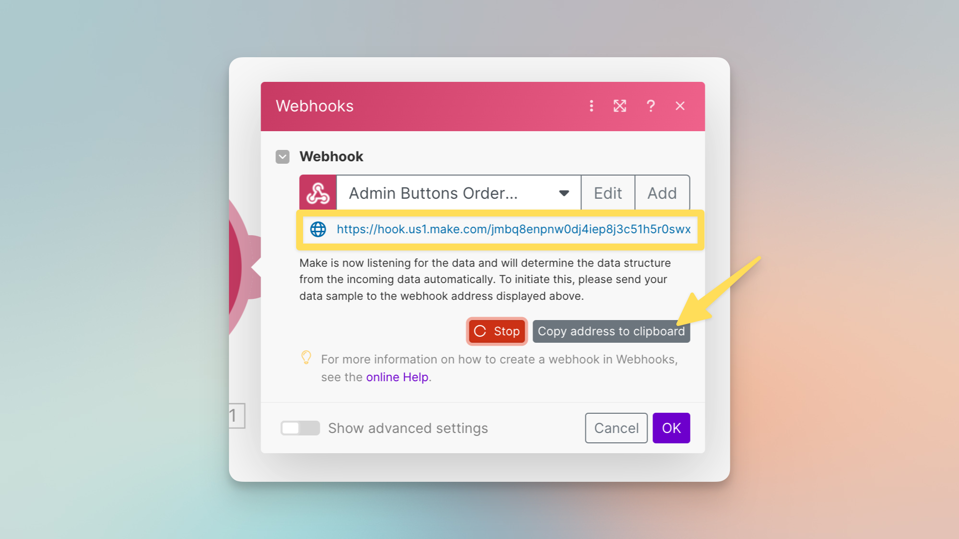 Make scenario setup in Shopify admin