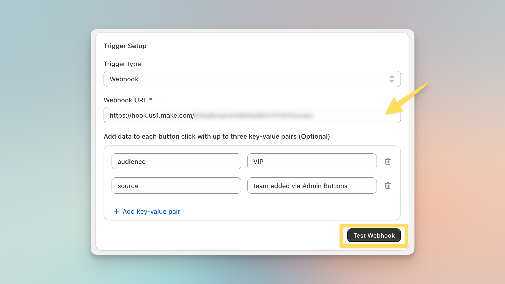 Make scenario setup in Shopify admin