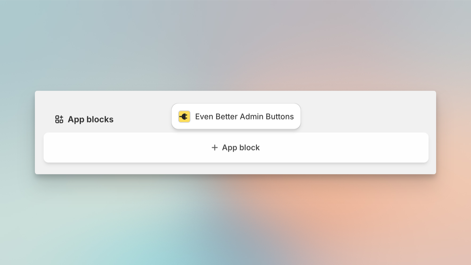 Adding the app block to admin pages in Shopify admin