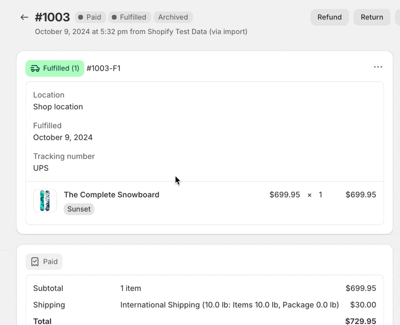 Creating a draft order from an existing order in Shopify admin